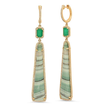 Emerald, Agate and Diamond Earrings | Harrisons Collection