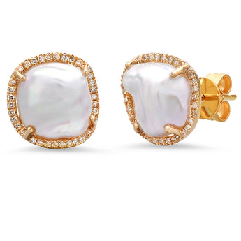 Diamond and Pearl Studs | Harrisons Collection