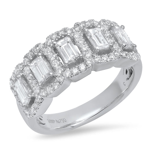 Emerald Cut Diamond Halo Band | Harrisons Collection