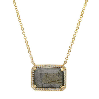 Diamond and Labradorite Rectangle Necklace | Harrisons Collection
