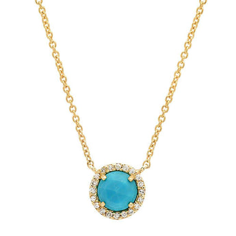 Mini Turquoise and Diamond Disk Necklace | Harrisons Collection