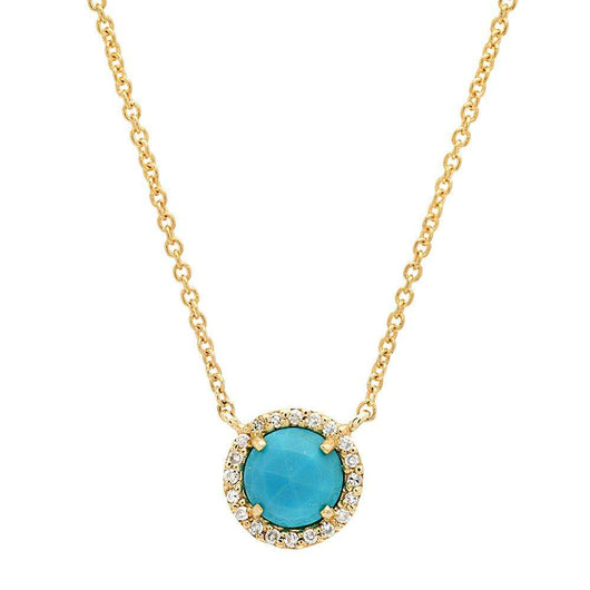 Mini Turquoise and Diamond Disk Necklace | Harrisons Collection