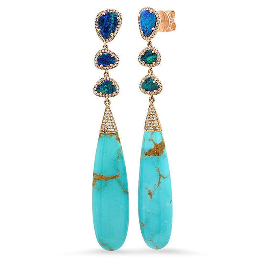 Opal and Turquoise Diamond Earrings | Harrisons Collection