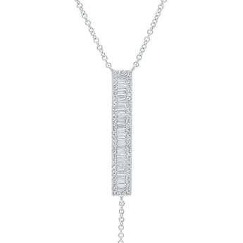 White Gold Diamond Baguette Lariat | Harrisons Collection