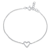 Open Diamond Heart Chain Bracelet
