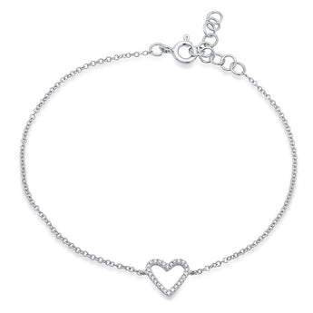Open Diamond Heart Chain Bracelet