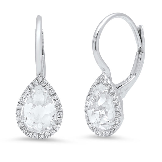 White Topaz and Diamond Pear Drop Earrings | Harrisons Collection