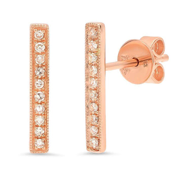 Long Diamond Bar Stud Earring | Harrisons Collection