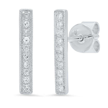 Long Diamond Bar Stud Earring | Harrisons Collection