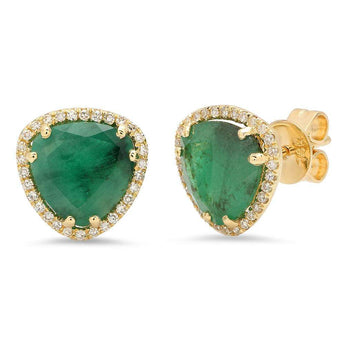 Emerald and Diamond Stud Earrings | Harrisons Collection