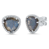 Diamond and Labradorite Stud Earrings | Harrisons Collection