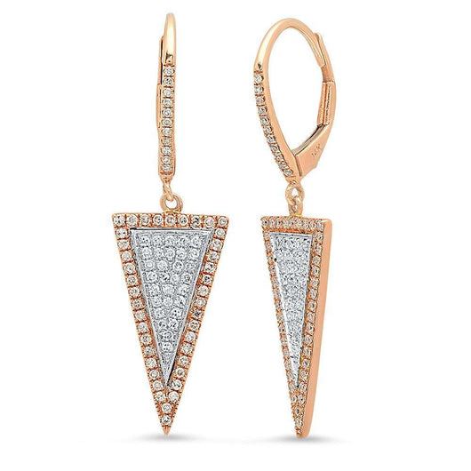 Two Tone Triangle Drop Earrings | Harrisons Collection