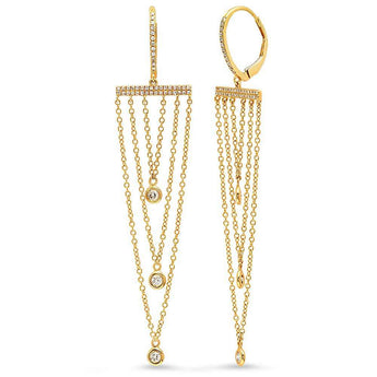 Diamond Bezel and Chain Earrings | Harrisons Collection