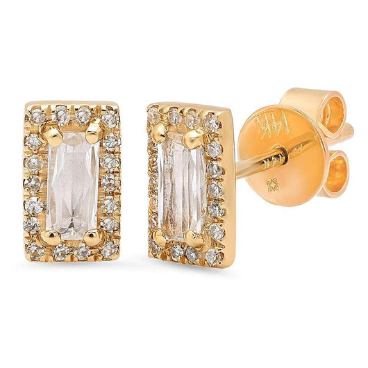 Rectangle White Topaz Studs | Harrisons Collection
