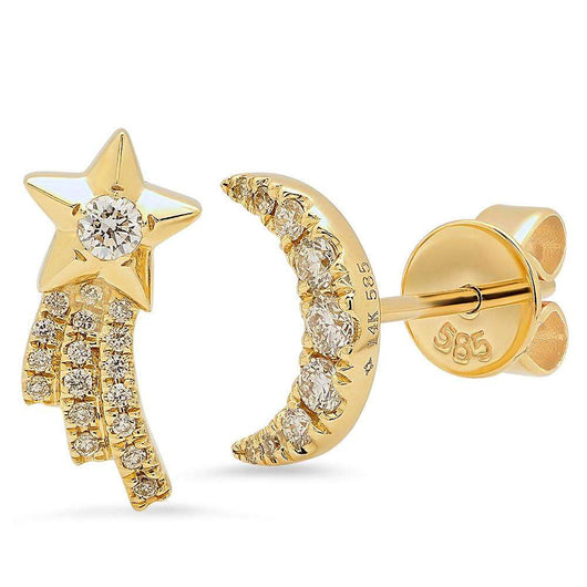 Star & Moon Studs | Harrisons Collection