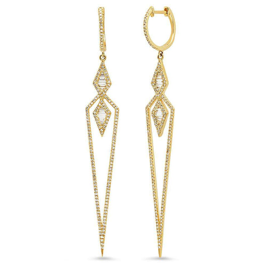 Long Diamond and Baguette Earrings | Harrisons Collection