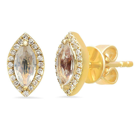 Rainbow Moonstone Marquis Studs | Harrisons Collection