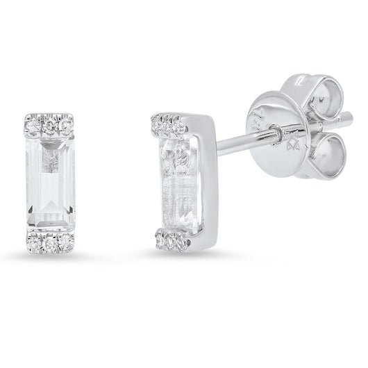 Diamond and White Topaz Brick Studs | Harrisons Collection