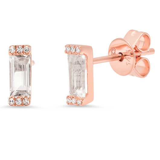 Diamond and White Topaz Bricks Studs | Harrisons Collection