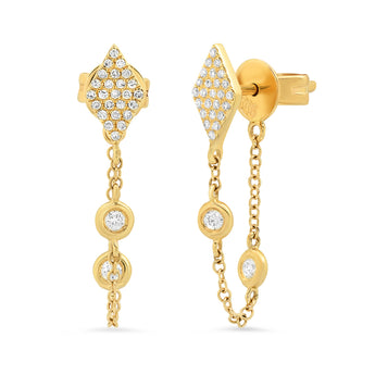 Diamond Stud and Chain Earrings