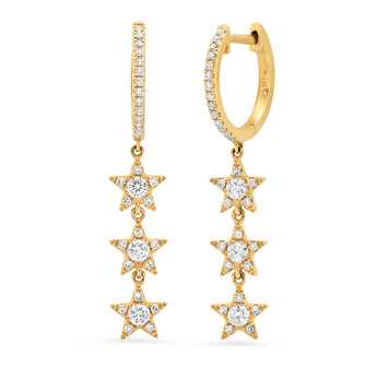 Hanging Diamond Star Earrings