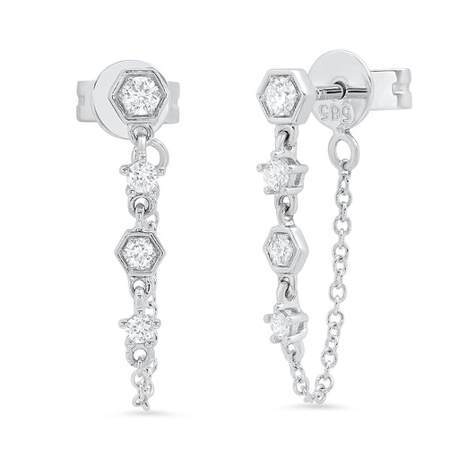 Diamond Station Chain Earrings