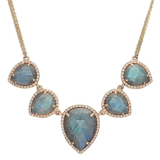 Labradorite and Diamond Pear Shape Necklace | Harrisons Collection
