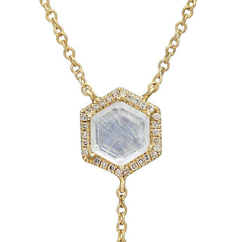 Rainbow Moonstone and Diamond Lariat | Harrisons Collection