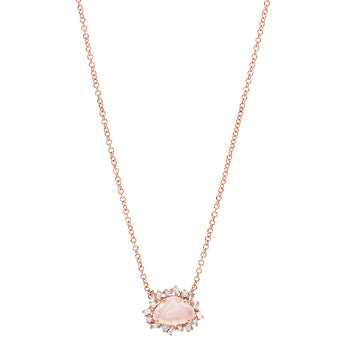 Rainbow Moonstone Baguette Diamond Necklace | Harrisons Collection