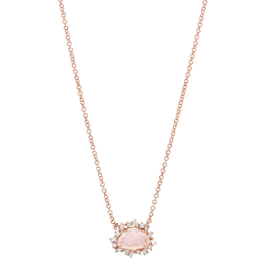 Rainbow Moonstone Baguette Diamond Necklace | Harrisons Collection