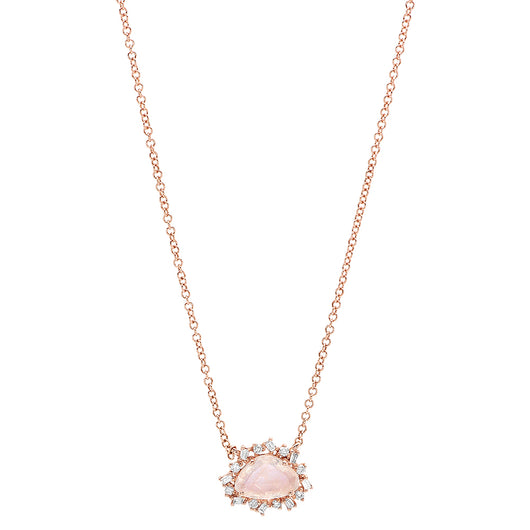 Rainbow Moonstone Baguette Diamond Necklace | Harrisons Collection