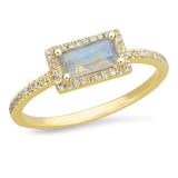 Rainbow Moonstone Rectangle Ring | Harrisons Collection