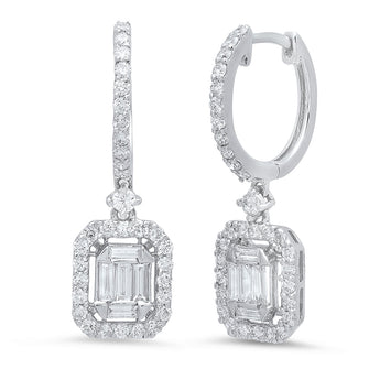 Diamond Baguette Illusion Earrings | Harrisons Collection