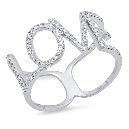 14K White Gold Diamond LOVE Ring | Harrisons Collection