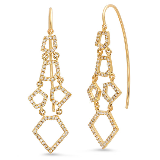 Diamond Hex Drop Earrings | Harrisons Collection