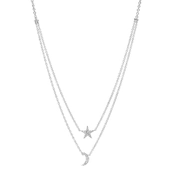 Diamond Layered Star and Moon Necklace | Harrisons Collection
