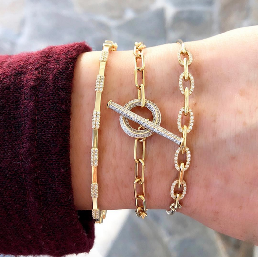Snake chain sterling silver and 14k rose gold-plated toggle bracelet |  Two-tone | Pandora IE