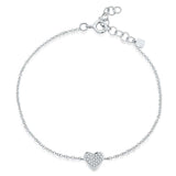 Pave Diamond Heart Chain Bracelet | Harrisons Collection