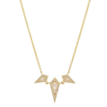 Triple Diamond Baguette Spear Necklace | Harrisons Collection